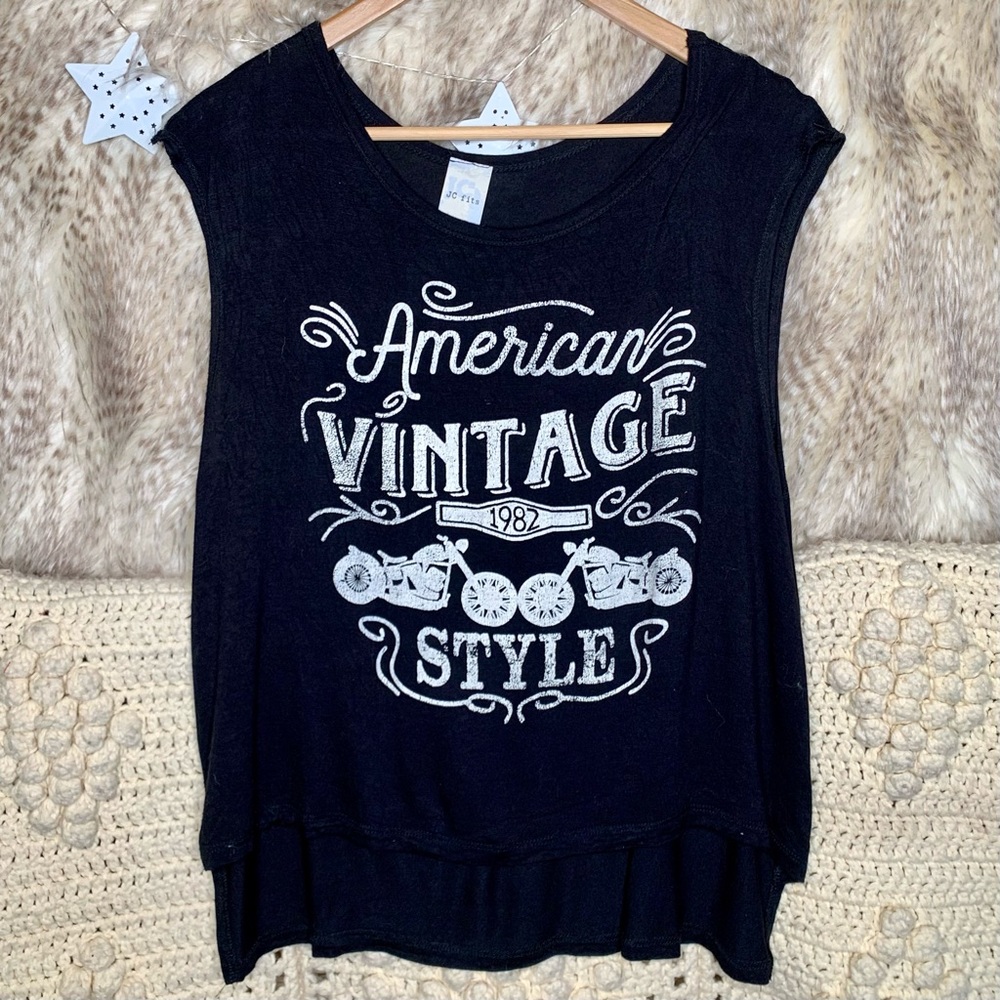American Vintage Motorcycle Black Tank Top - Picture 1 of 3